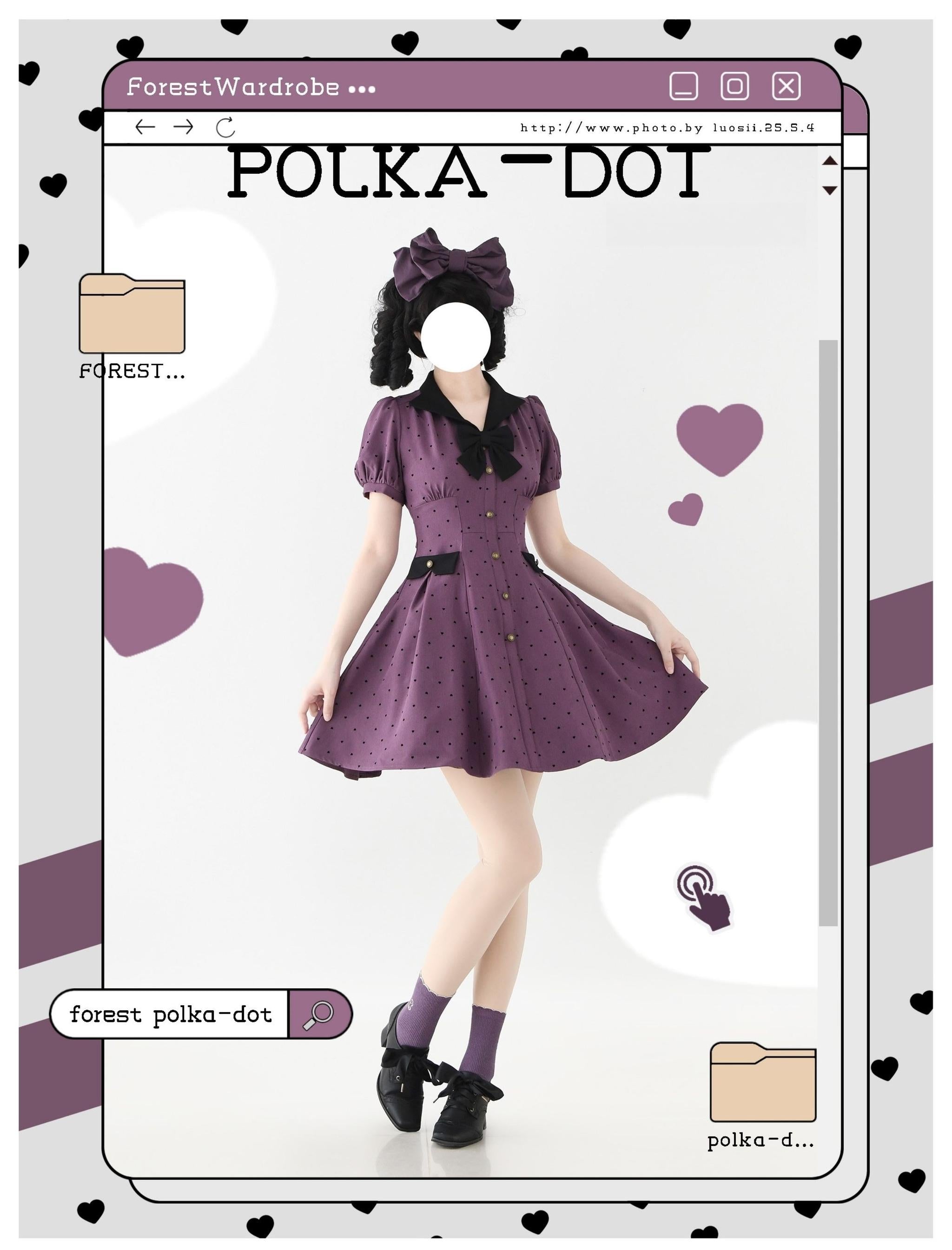 Forest Polka-Dot - Classic Lolita OP Dress With Polka Dots & Pockets - image 16