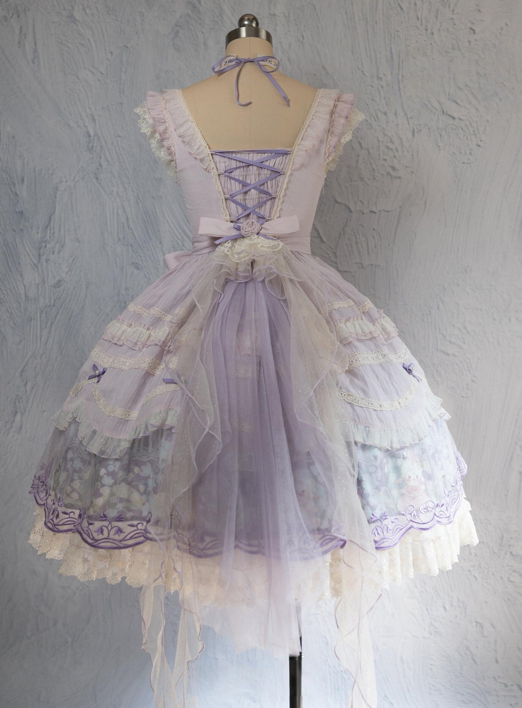 Lily of the Valley Lamb - Classic Lolita Tiered Hem JSK Dress with Embroidery - image 2