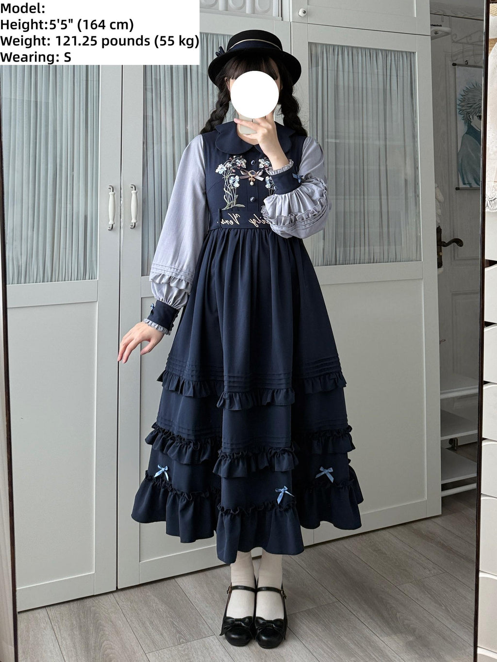 Verdant Name - High-waisted Classic Lolita Dress, Embroidered Bellflower - image 10