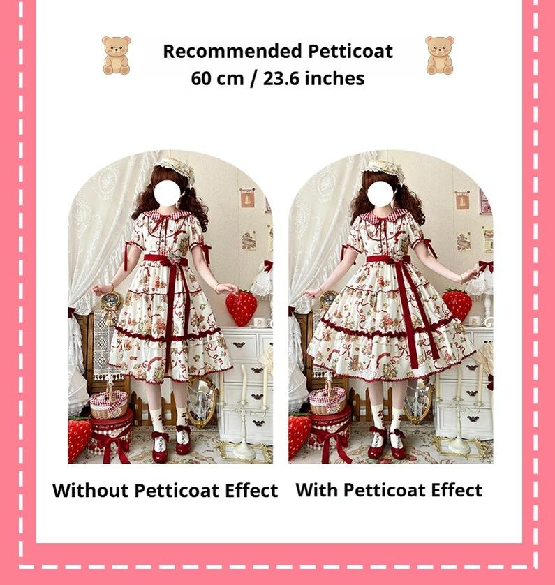 The Bear's Strawberry Field - Daily Lolita OP Dress With Petal Collar & Bear Strawberry Print and Accessories - image 18