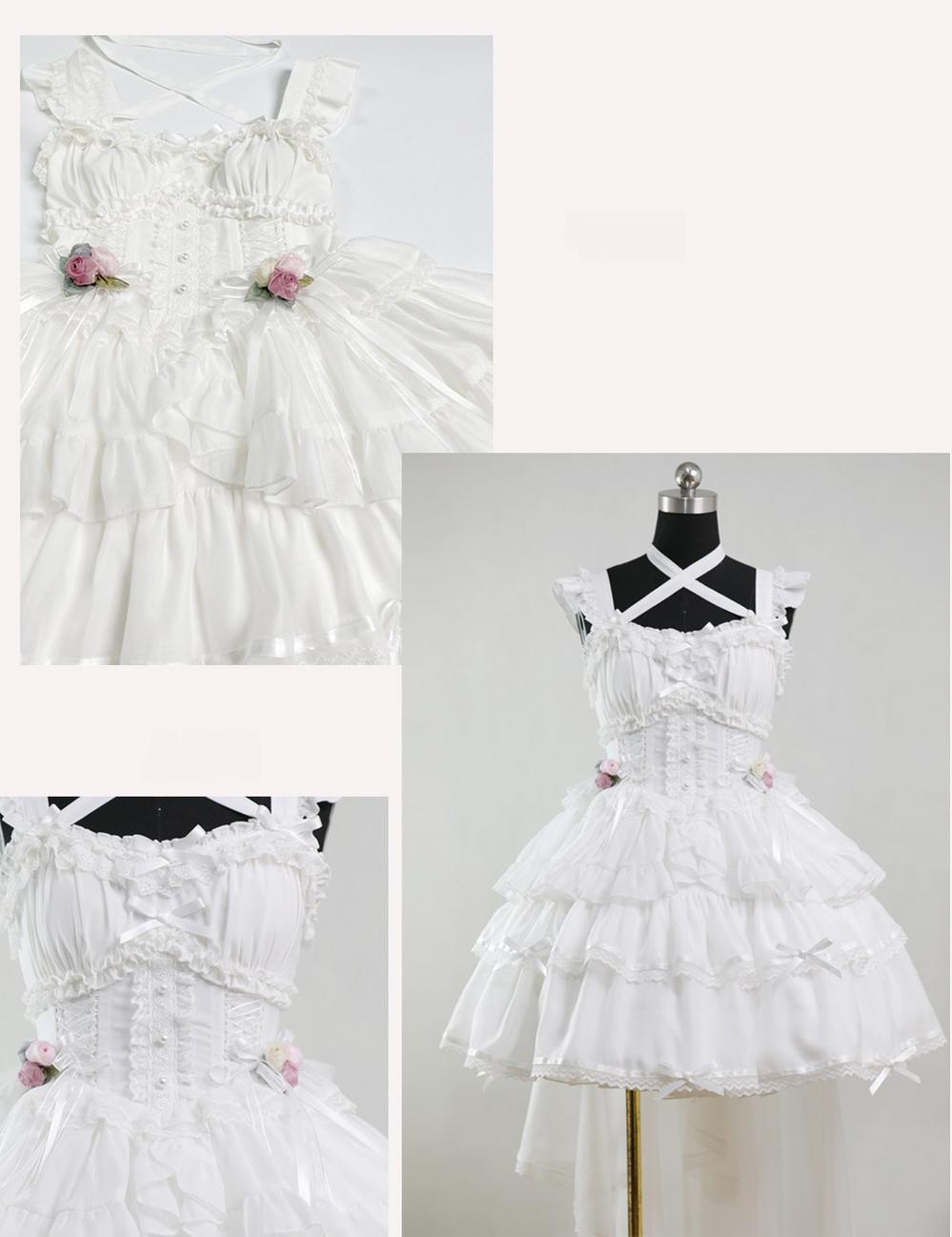 Ballet Maiden - Classic Lolita Four-tiered Hem JSK Dress with Rose Details - image 5