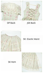 Wind Swept Roses - Classic Lolita Rose Printed Dress Set, Petal Hem - image 8