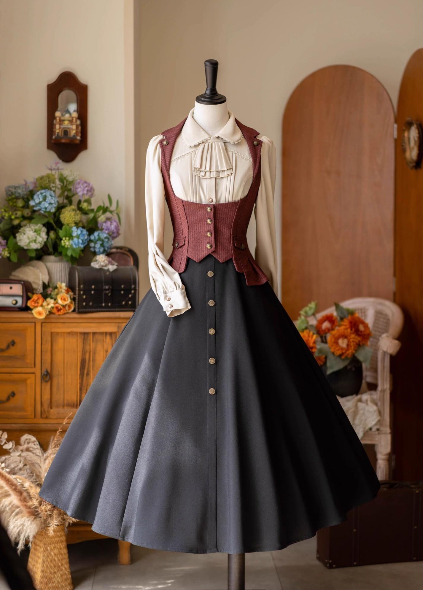 Forest Revelation - Classic Lolita Fishbone Long Skirt, Side Pockets - image 3