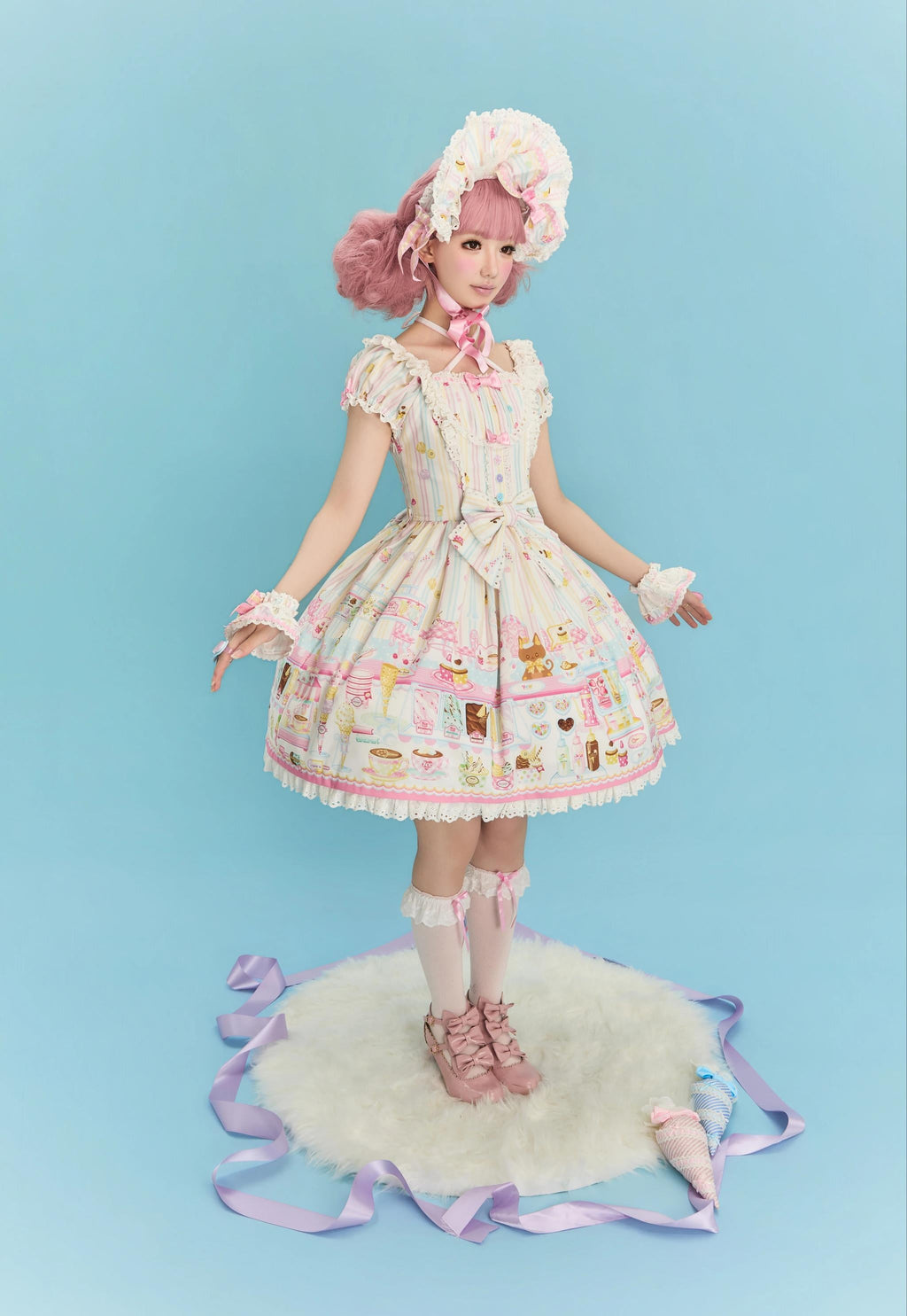 Summer Ice Cream Tale - Old School Lolita Ice Cream Printed OP & JSK Dress - image 19