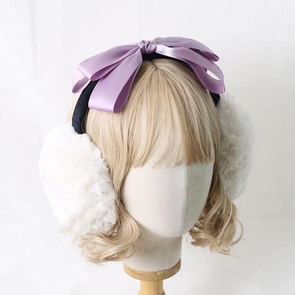 Winter Lolita Bow Plush Earmuffs - image 6
