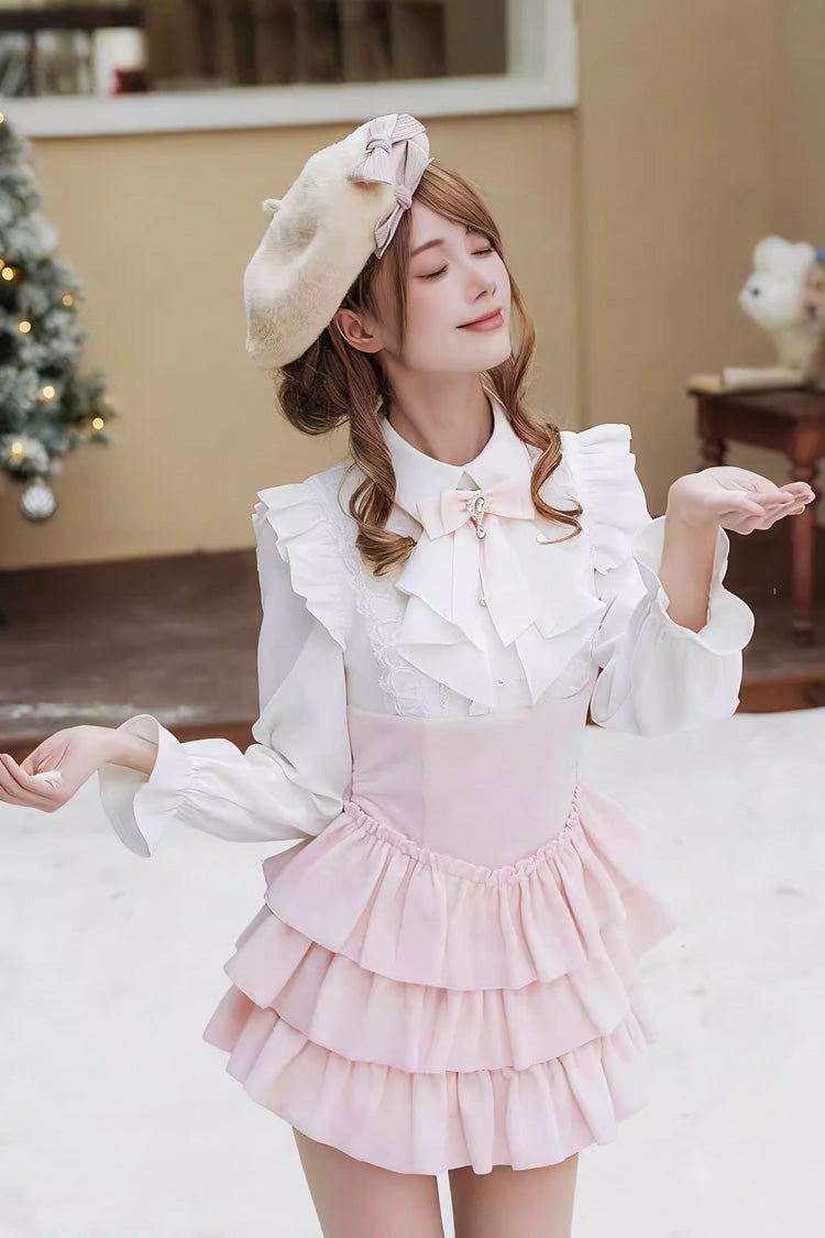 Cherry Blossom Snow - Sweet Lolita Dress & Cape Set in Pink - image 4