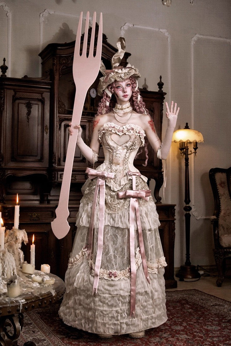 Cupid's Poetry Box Classic Elegant Lolita Long Skirt in Light Brown - image 5