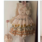 Cat and Sunflower - Sweet Lolita JSK, Cat and Sunflower Print - image 26