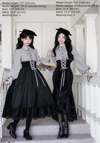 Dusk Moment - Classic Lolita Striped OP & Mermaid Dress Set, Fishbone Waist - image 10