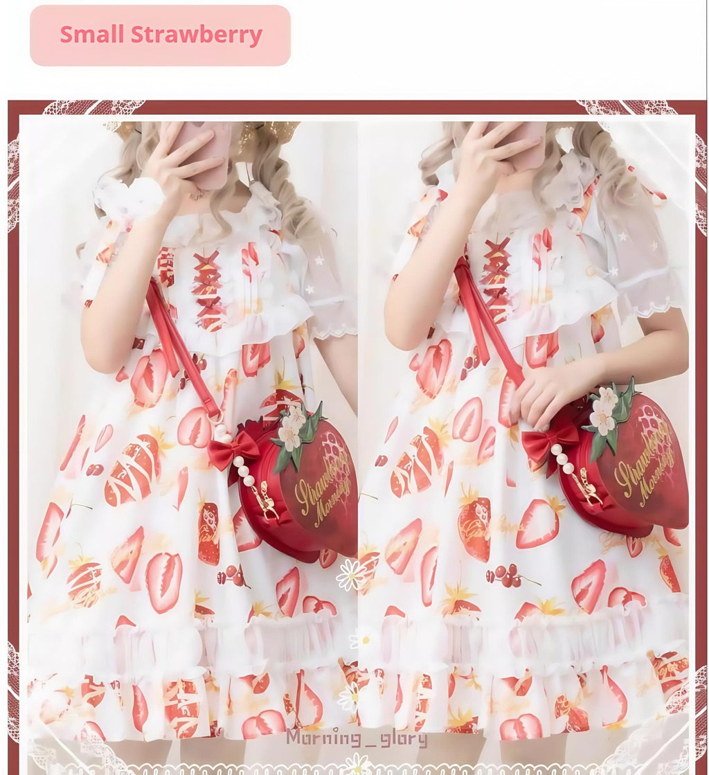 A Strawberry - Sweet Lolita Crossbody Bag Strawberry Printed Handbag - image 8