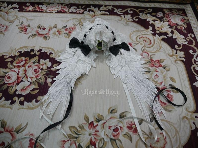 Rose Thorn Angel Wings Embroidered Elegant Lolita Headband - image 16