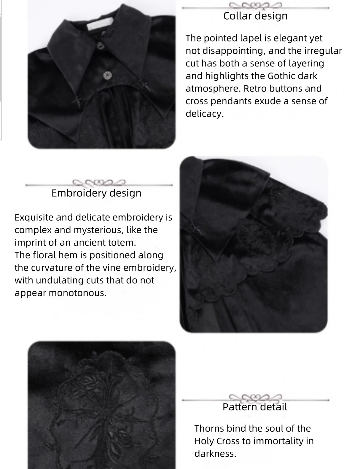 Pilgrim - Black Gothic Lolita Cape, Detachable 2-Piece - image 6