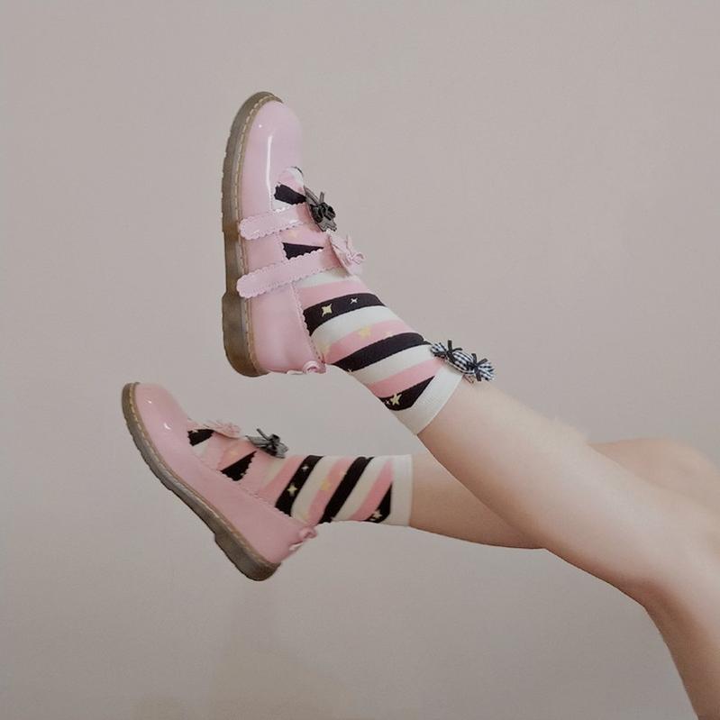 Macaron Lolita Cute Stripe Socks - image 31