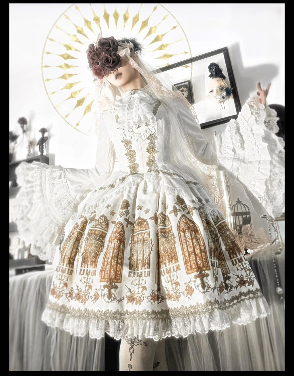 Temple Stained Glass Gothic Lolita JSK and Blouse Set - image 8