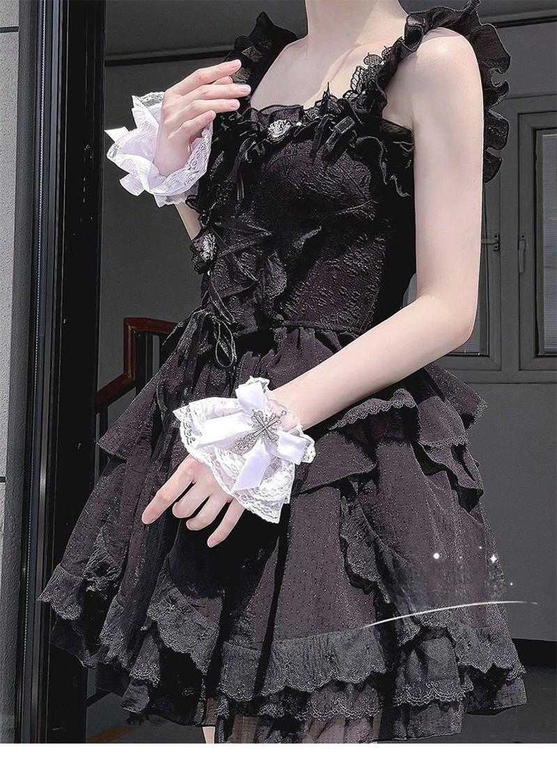 Gothic Lolita Cuffs with Cross Black and White Hand Sleeve - image 6