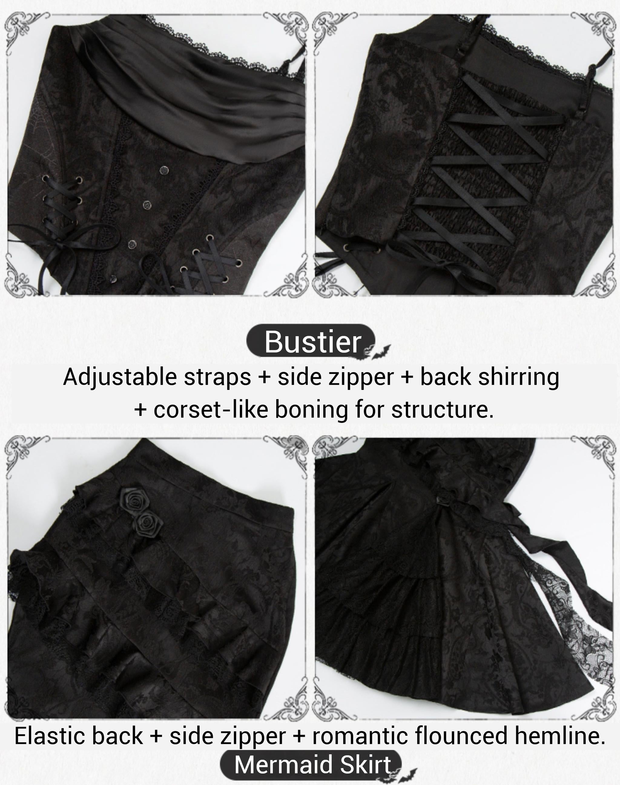 Twilight Witch-Inspired Black Gothic Lolita Skirt Set - image 33