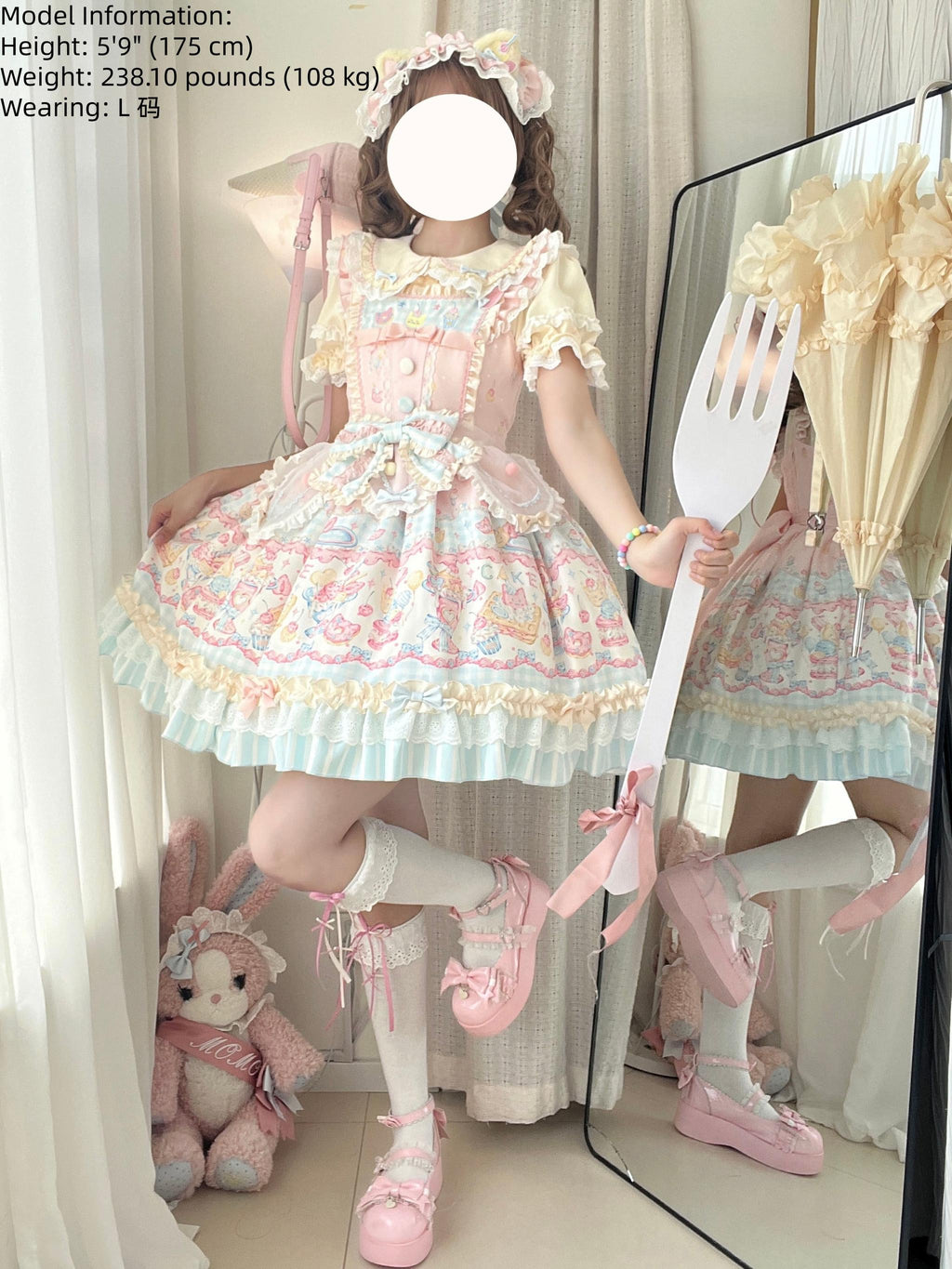 Sweet Cat Fruit Candy - Sweet Lolita Dessert Printed JSK Dress, Bows & Ruffles and Accessories - image 6
