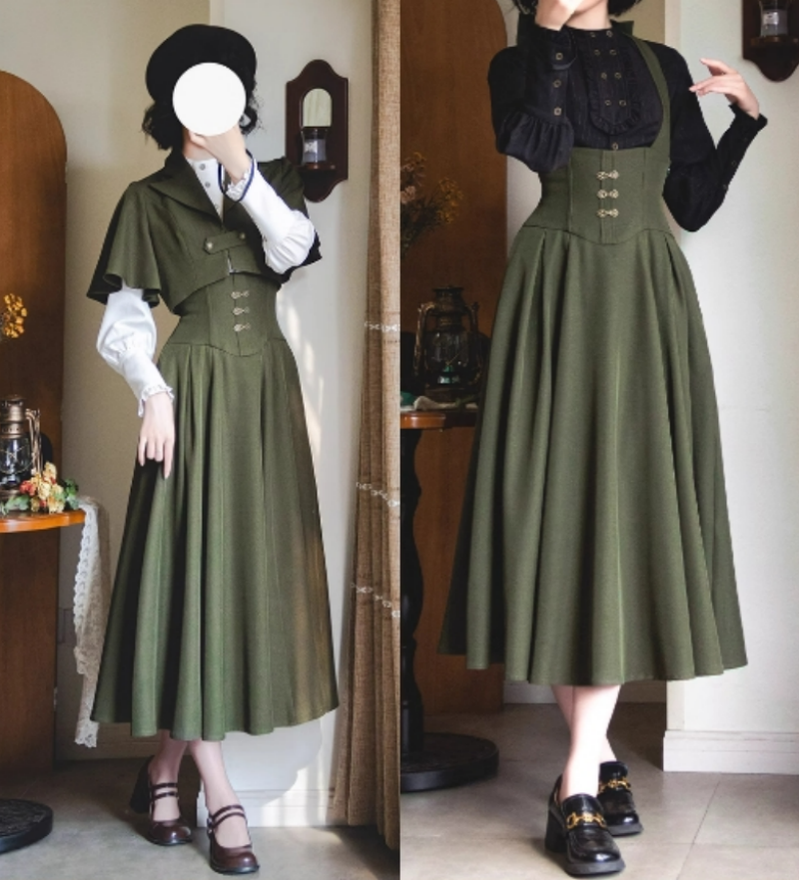Vintage Lolita Fishbone Halter Skirt and Autumn Jacket - image 32