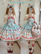 Showa Dessert Showcase - Kawaii Lolita JSK/Salopette Dress Suit, Pudding-Inspired - image 21