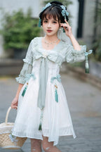 Half Sleeves Ruffled Bow Sweet Lolita Hanfu Dress - image 7