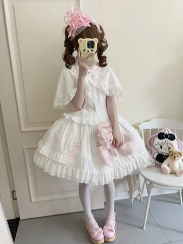 Praying Snowfall Old School Lolita Skirt Suit, Shirt and Cape - image 18