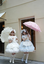Creamy Sweet Bunny - Cotton Old School Lolita Bunny Ear OP Dress with Bows and Accessories - image 3