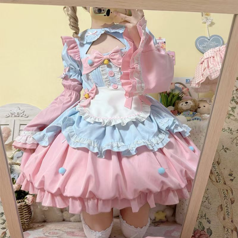 Oath Maid Purple Bubble Sleeve Sweet Lolita OP Dress Plus Size - image 4