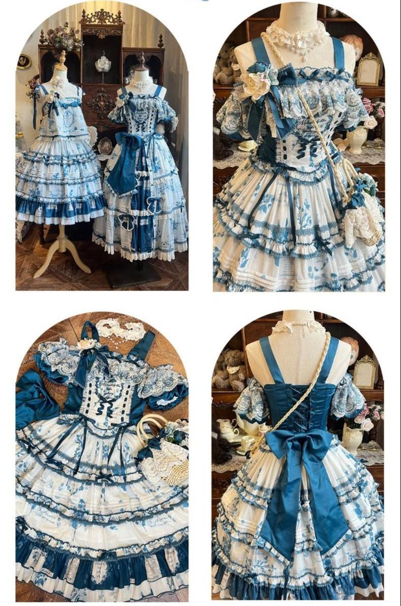 Mulberry Poetry Collection - Plus Size Lolita Printed Top & Skirt Set with Embroidery - image 5