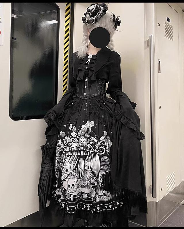 Bone Theater - Gothic Lolita Waist Corset Black Slimming Corset - image 2