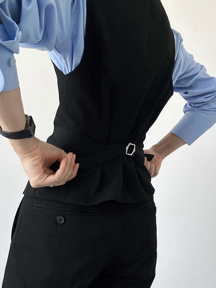 ASAE Black V-Neck Ouji Suit Vest - image 4
