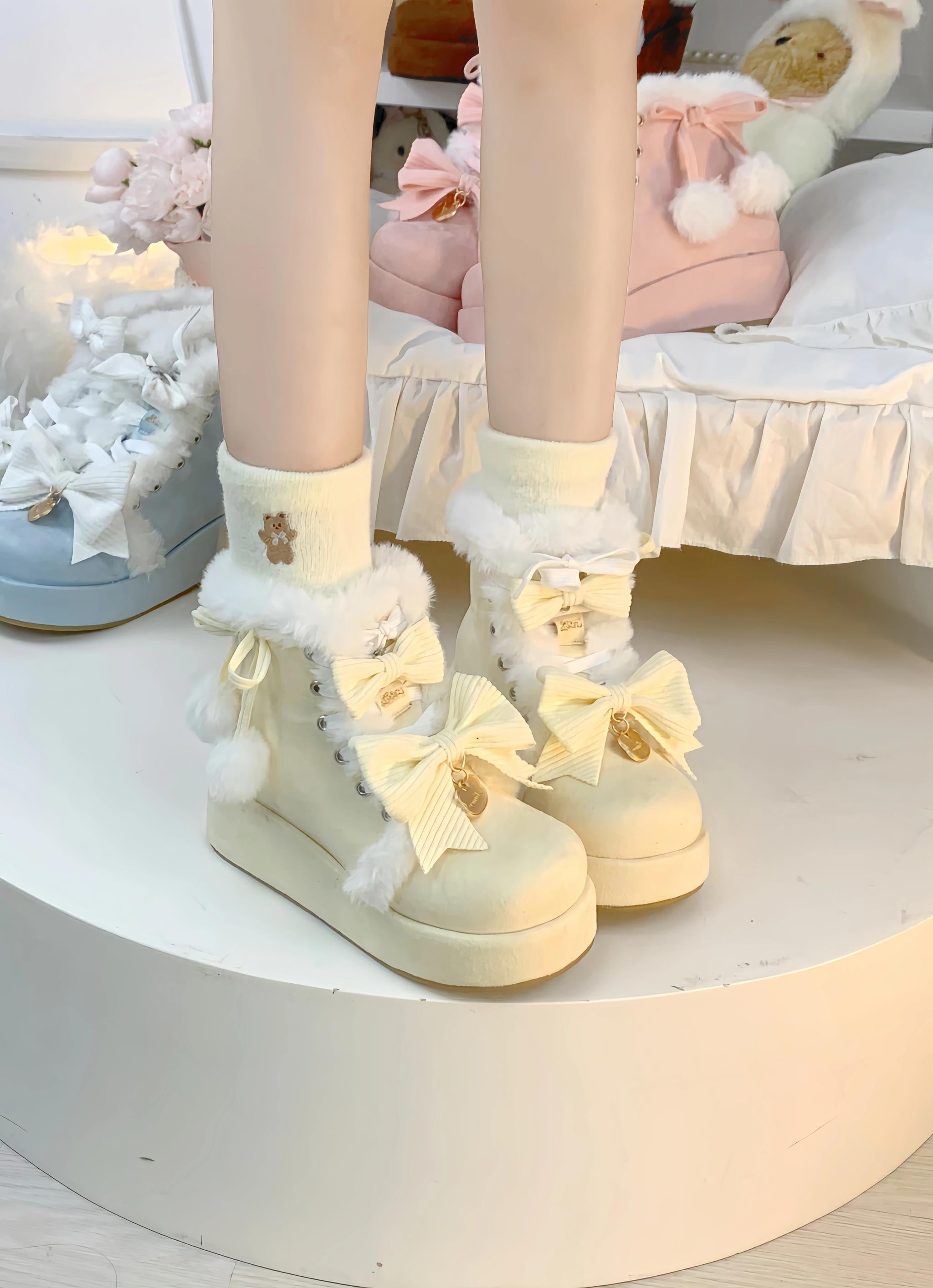 Warm - Winter Sweet Lolita Snow Boots Thick Sole Fleece Shoes - image 12