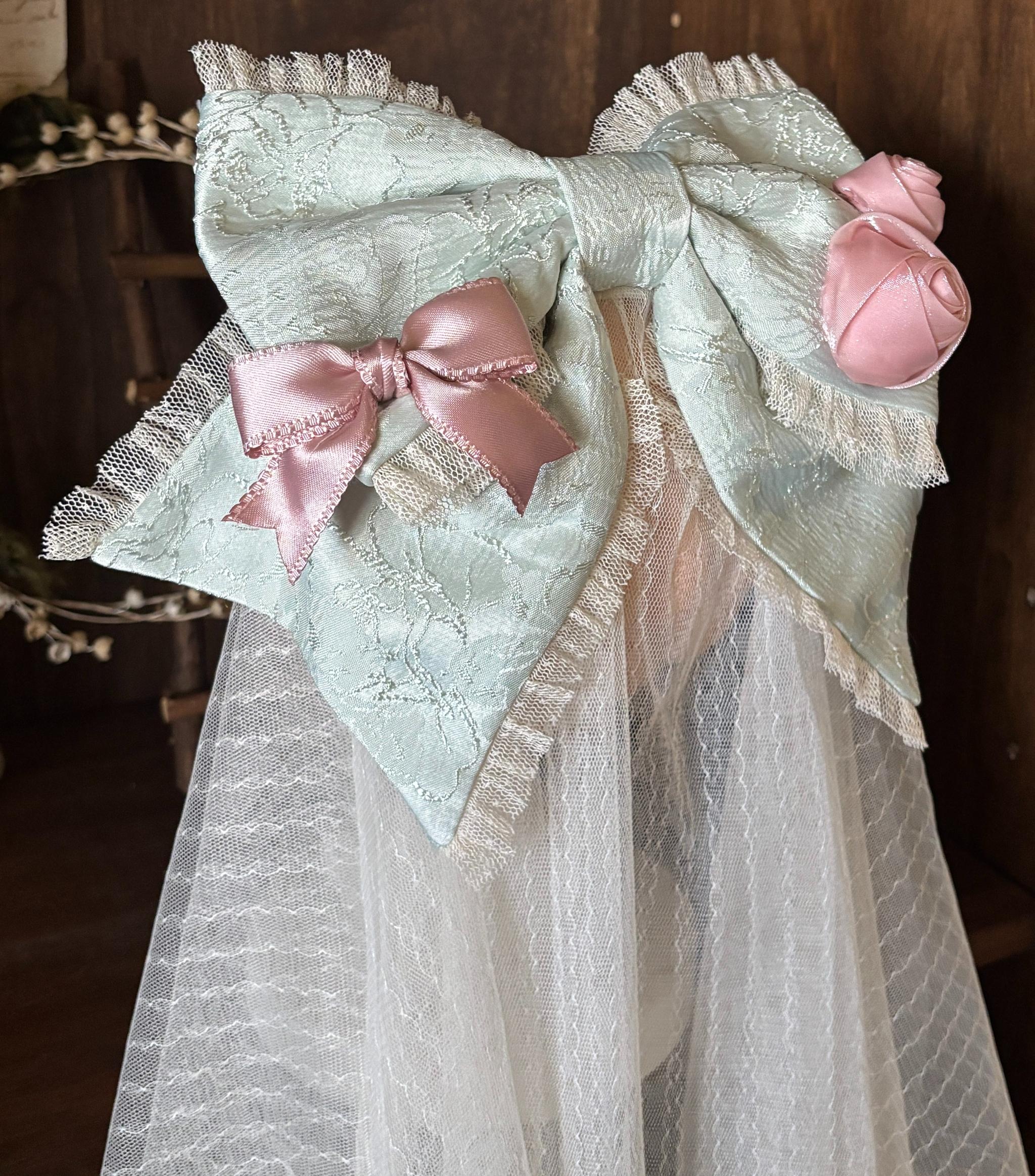 Lotus Crossing - Sweet Lolita Tiered Hem JSK Dress with Satin Bow and Accessories - image 24