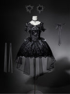 Star Swan Dream - Black Gothic Lolita JSK Dress, Swan Embroidery - image 5
