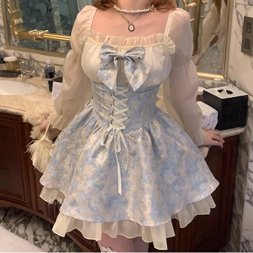 French Princess - Light Blue Sweet Lolita OP Dress - image 1