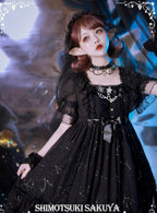 Whisper of Stars - Vintage Lolita Black OP Dress, Constellation-Themed - image 7