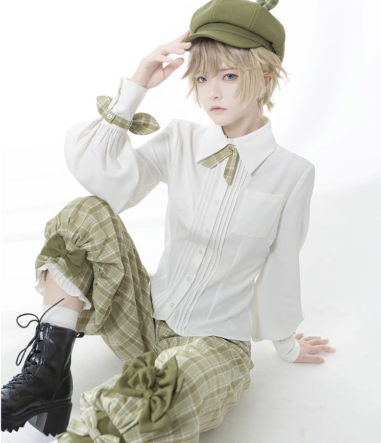 Secret Morning Paper - Ouji Lolita Shirt, Matcha Green Capri Pants Collection - image 24