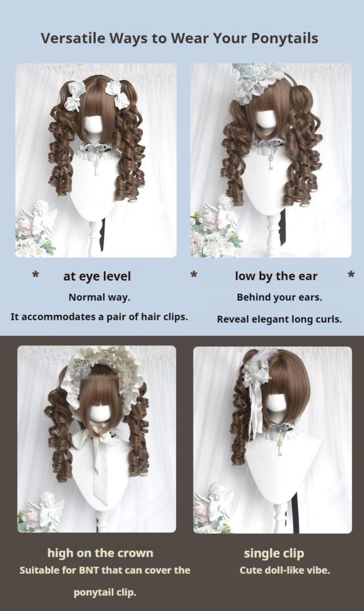 Doll-Like Lolita Wig with Detachable Curly Ponytails - image 5