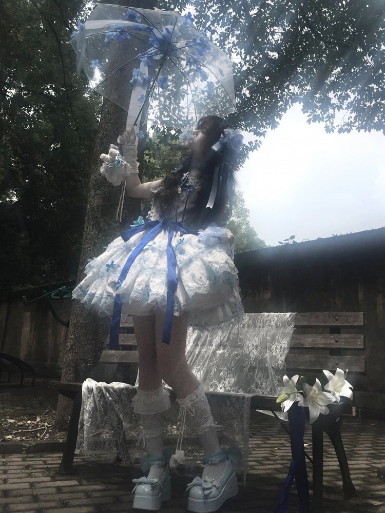 Floral Lolita Dress with Bow Train - image 4