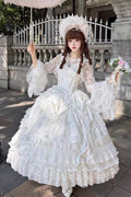 Ode of the Curtain - Bridal Sweet Lolita Long JSK Dress in White - image 1