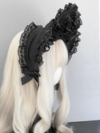 Gothic Lolita Lace Bonnet Wide Brim Bow BNT Headwear - image 2