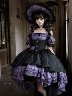 Purple Black Gothic Underbust JSK and Off Shoulder Blouse Set - image 5