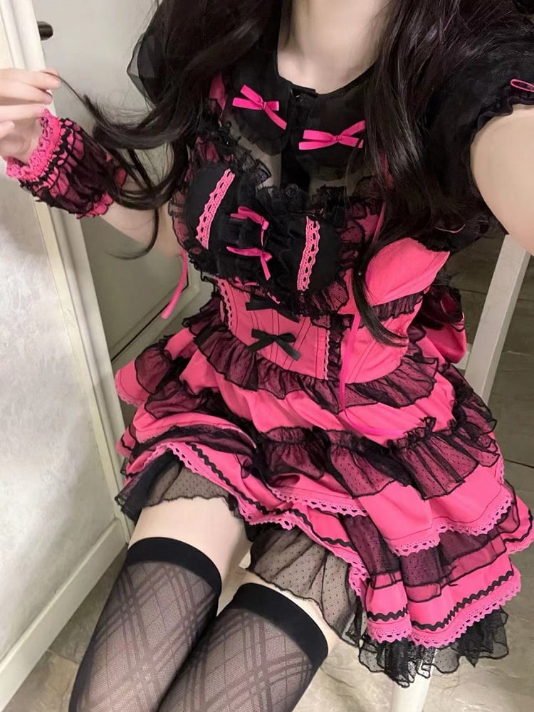Black Heart Bow Ruffle Sweet Lolita Dress - image 2