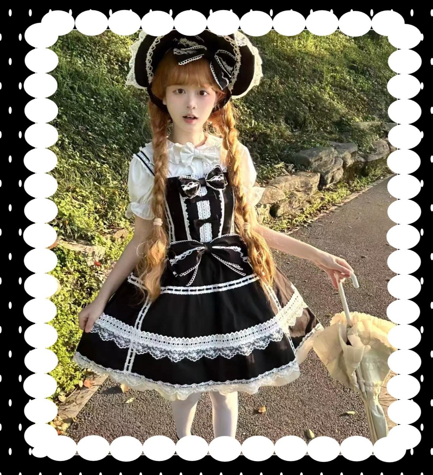 Old Heartache - Cotton Old School Lolita JSK Dress with Bows and Accessories - image 13