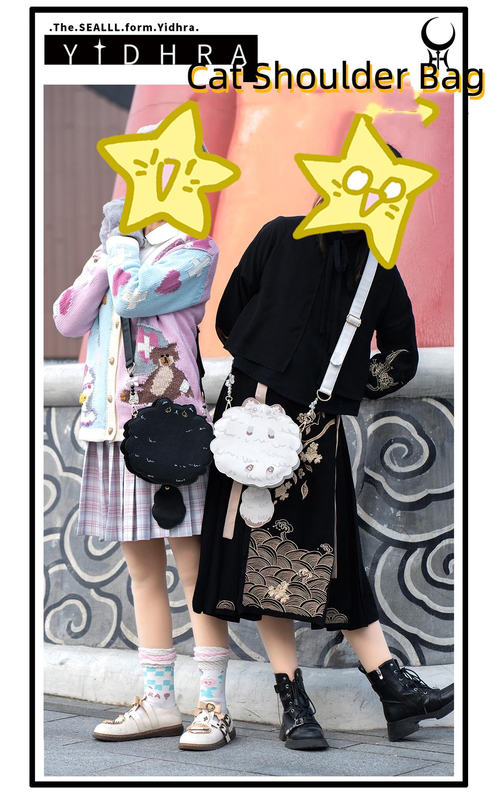 Printed Kawaii Cat Leather Shoulder Bag - image 22