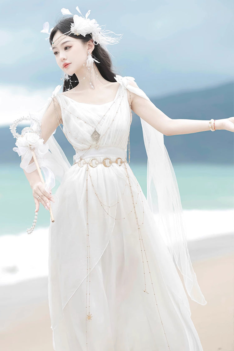 Messenger of God Greek-Inspired Elegant Lolita Long JSK Dress in White - image 9
