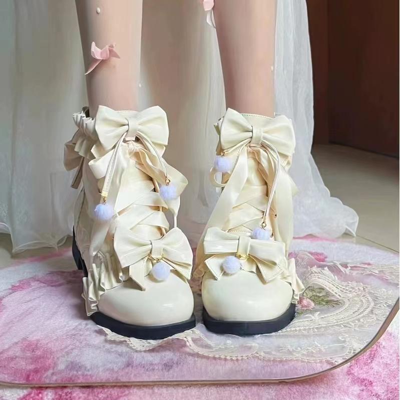 Enthusiastic Ideation - Elegant Lolita Shoes Fleeced Short Martin Boots - image 48