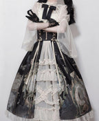 Clock Butterfly - Gothic Lolita Printed Blouse and Corset Skirt Set - image 18