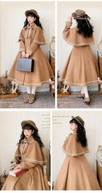 Galaxy Traveler - Classic School Lolita Overcoat with Detachable Cape and Bow - image 30