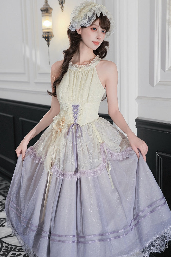 Purple Classic Gradient Lolita JSK Set with Cardigan and Hair Accessories - image 6
