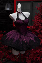 Lace Cat - Halterneck Cut-Out Embroidered Gothic Ballet Lolita JSK Dress - image 3